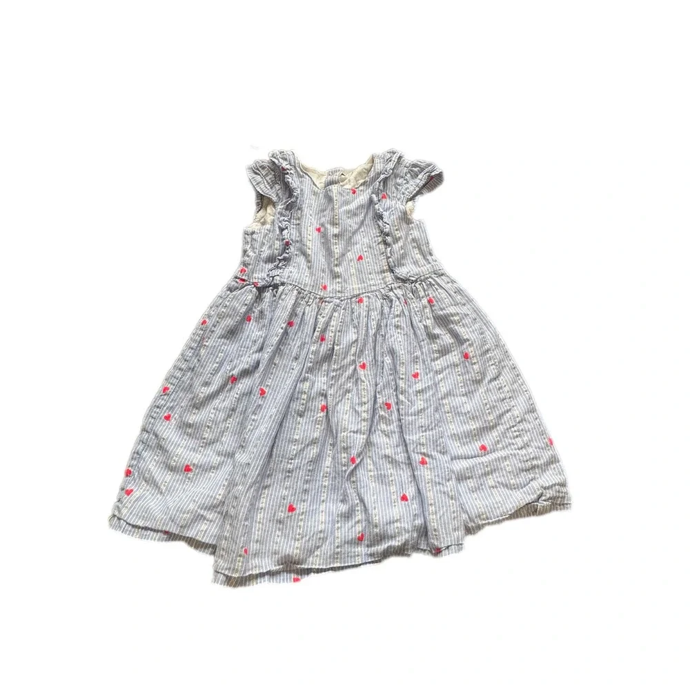 OshKosh B'gosh‎ Dress Toddler Girls 4T patriotic Stripe Excellent Ruffle Button